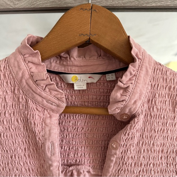 Boden Blush Pink Smocked Yoke Jersey Knit Top Size 6 - Picture 6 of 13